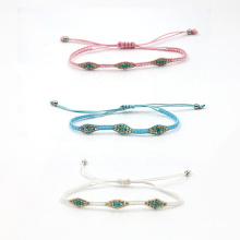 UNIQ AB002 2020 Fashion Braided Bangles Beads Ankle Bracelet  Adjustable Woven Girls Bracelet for Women and Man